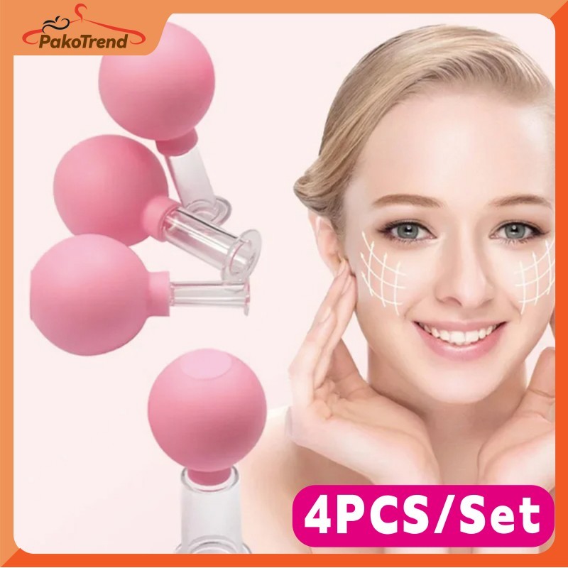 4PCS/Set Facial Cupping Cup Bahan Kaca Alat Bekam Wajah Untuk Skin Lifting Dan Perawatan Kulit Wajah