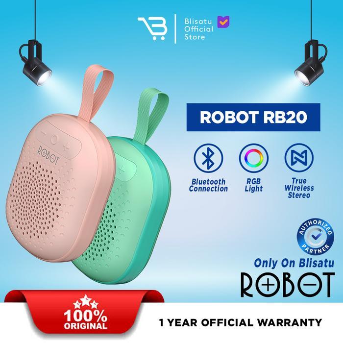 Speaker Bluetooth Robot RB20 / Mini Speaker bluetooth 5.1 Robot Resmi - Merah Muda