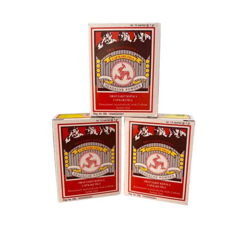 OBAT SAKIT KEPALA CAP KAKI TIGA 1 SACHET @ 1 G