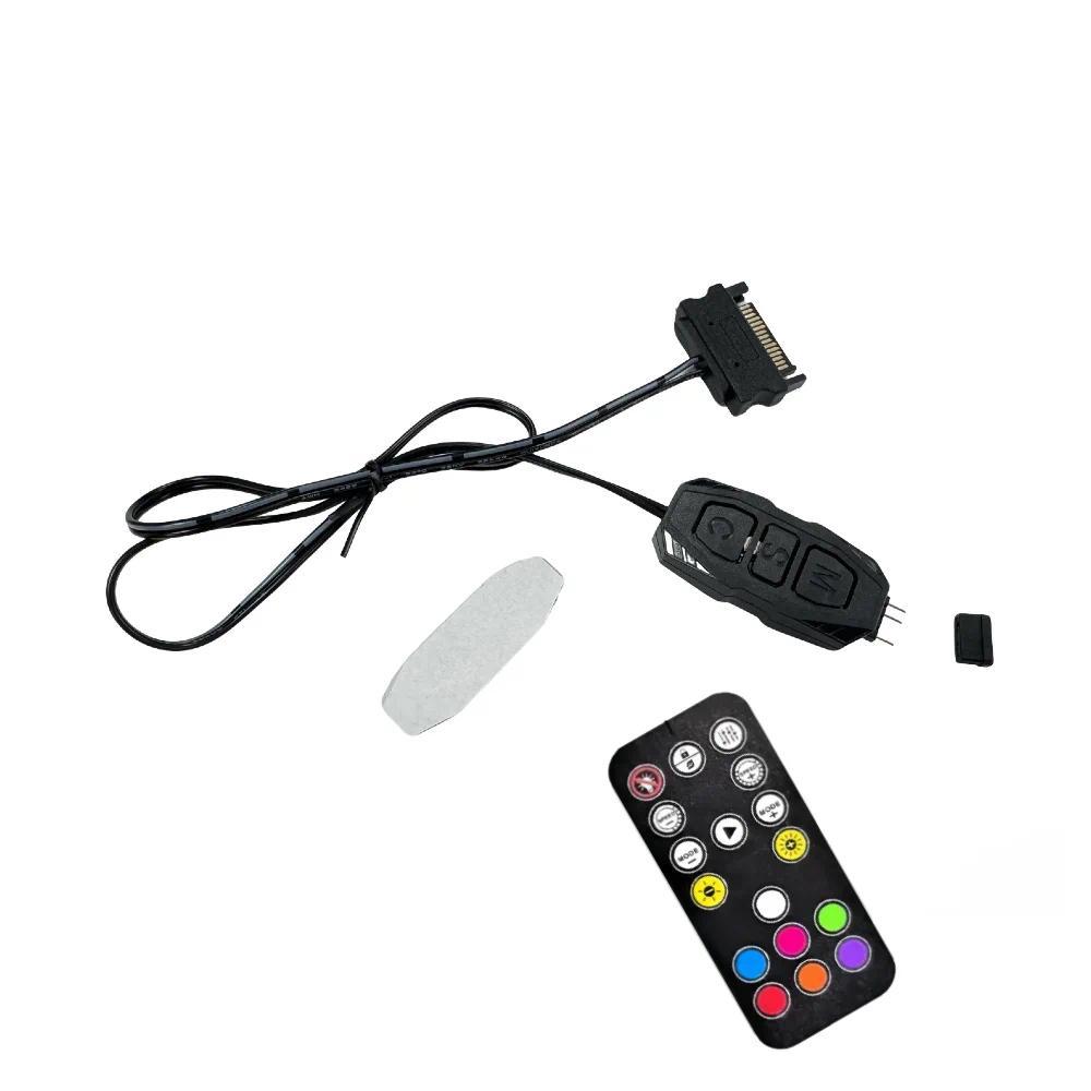 ARGB Mini Controller 5V 3Pin SATA Power Supply RGB LED Light Strip Remote Control PC Case Fan Lighti