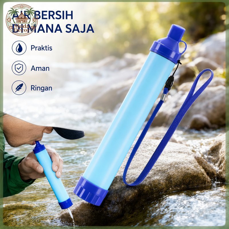 filter air portable sedotan penyaring air minum darurat antibakteri outdoor camping hiking