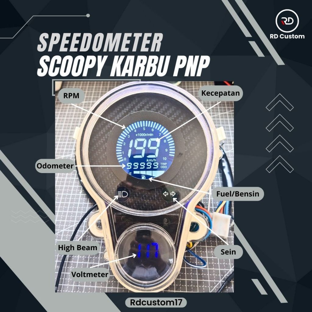 Speedometer Digital Honda Scoopy Karbu PNP Lengkap