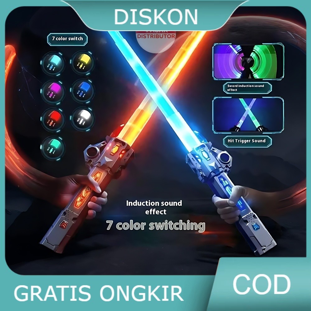(COD)  LIGHT SABER TELESCOPIC Mainan Pedang Laser Light Saber LED Lampu Anak LED