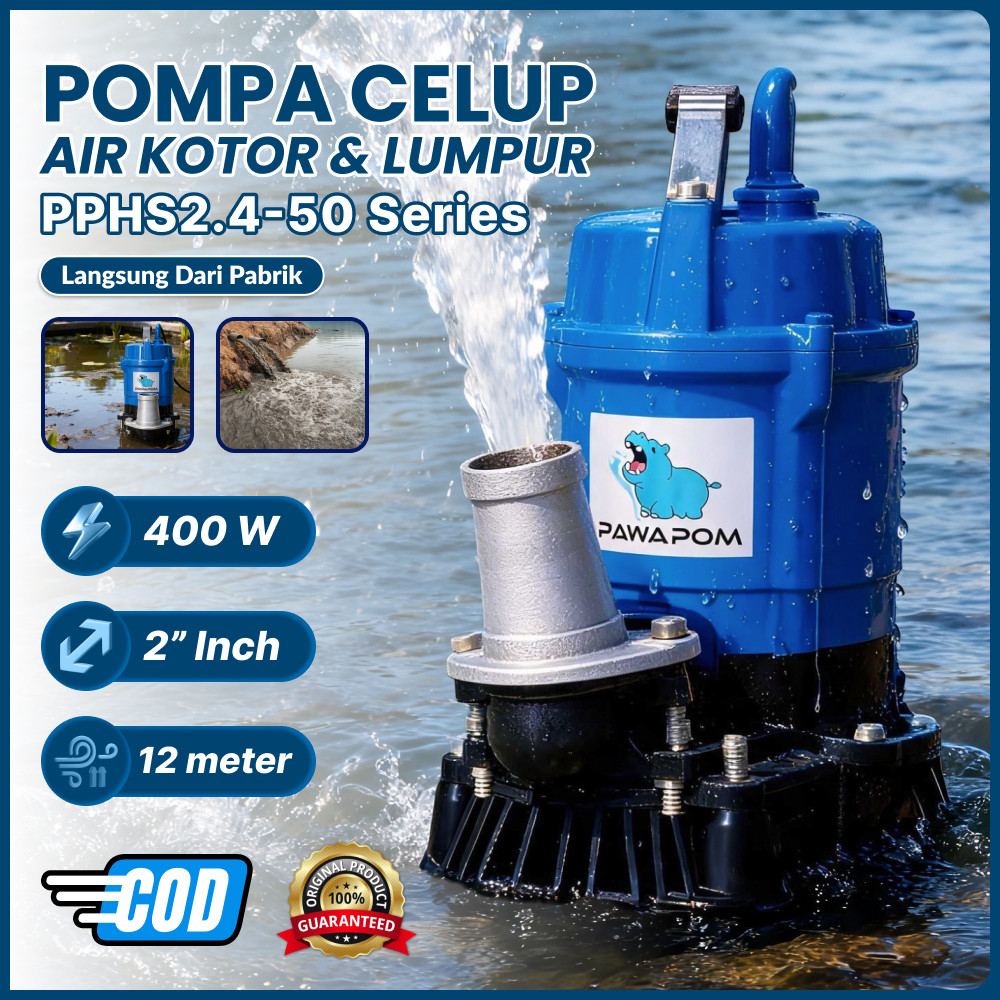 PAWAPOM Pompa Celup Otomatis 400W 2 Inch – Pompa Air Bersih untuk Rumah, Tandon & Sumur Anti Macet