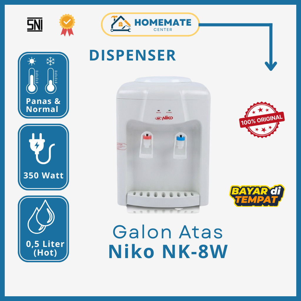 NIKO Dispenser Air Panas & Dingin NK 8W Meja / Desktop Putih - Hemat Listrik 350W