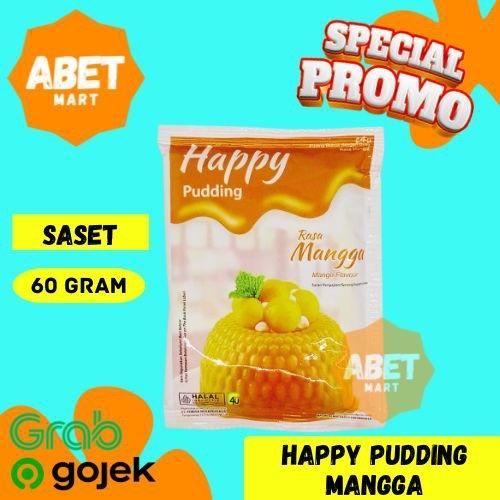 NUTRIJELL HAPPY PUDDING MANGGA 60Gr 1 SASET - 60 Gr Gram Puding Bubuk Instan Nutrijel Nutri Jell Ras