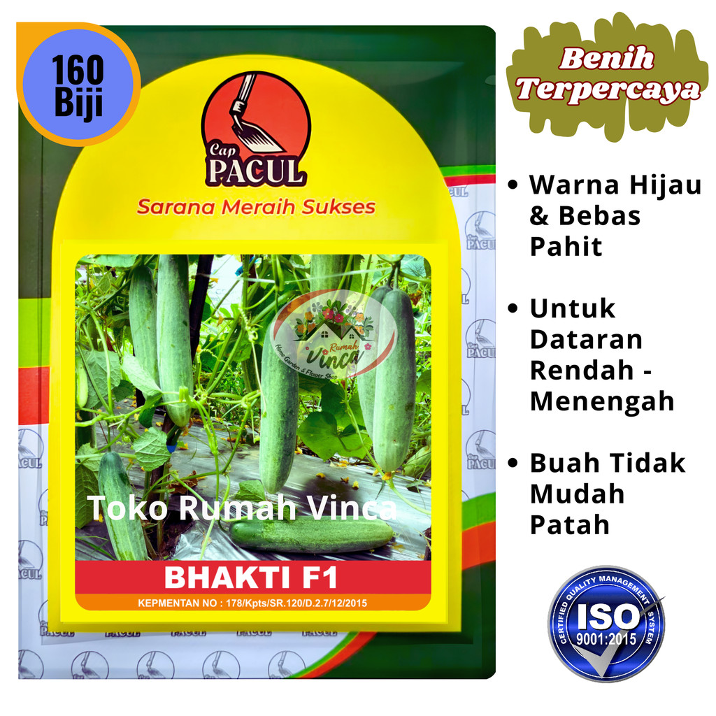 Benih Bibit Timun Besar Hijau Tahan Virus BHAKTI F1 160 Biji Cap Pacul Kujang