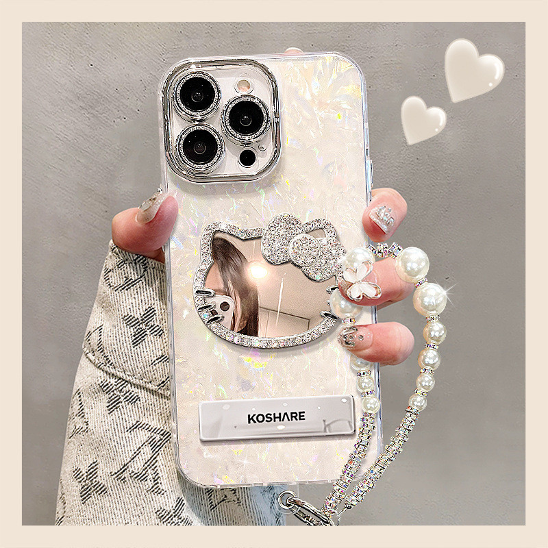 [COD] Casing iPhone Wanita Premium Gelang Kucing Cermin Estetik Terbaru