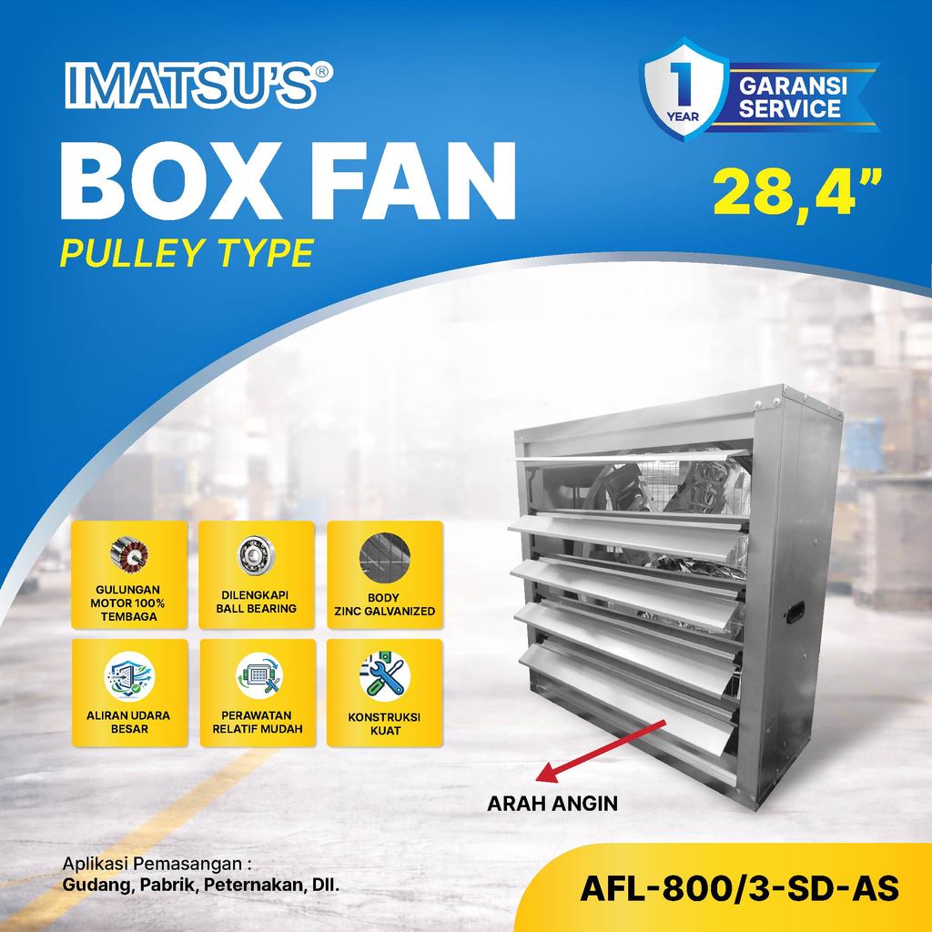 IMATSU'S Axial Box Fan 28.4 Inch Pulley Type Kipas Box Industri Zinc Galvanized Kipas Kandang Ayam 2