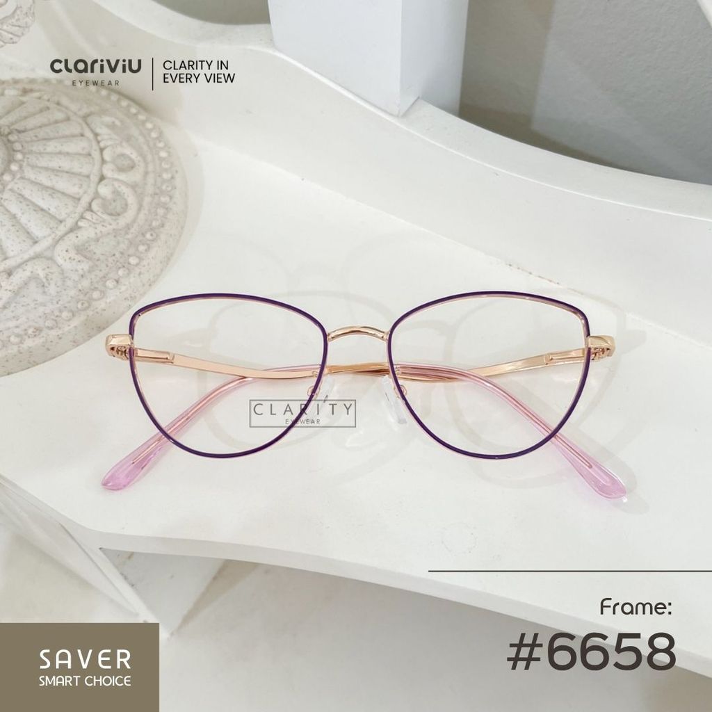 CLARITYEYEWEAR #6658 Frame Kacamata Wanita Fashion Bluechromic,Photochromic