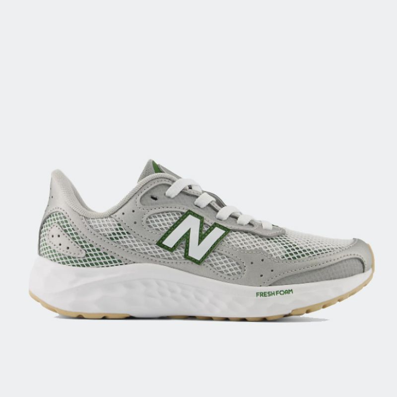 Sepatu Lari Anak New Balance Fresh Foam Arishi Lux Lace Raincloud Dark Silver Metallic Alpine Green 