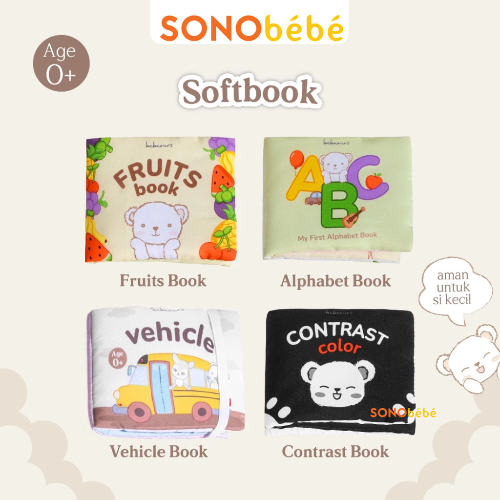 Bebeours Baby Softbook | Baby Book | Contrast Book