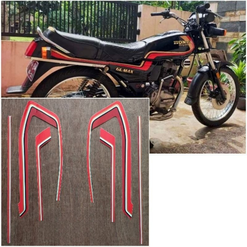 Striping original Honda GL PRO hitam Lis merah tahun 1983 1984