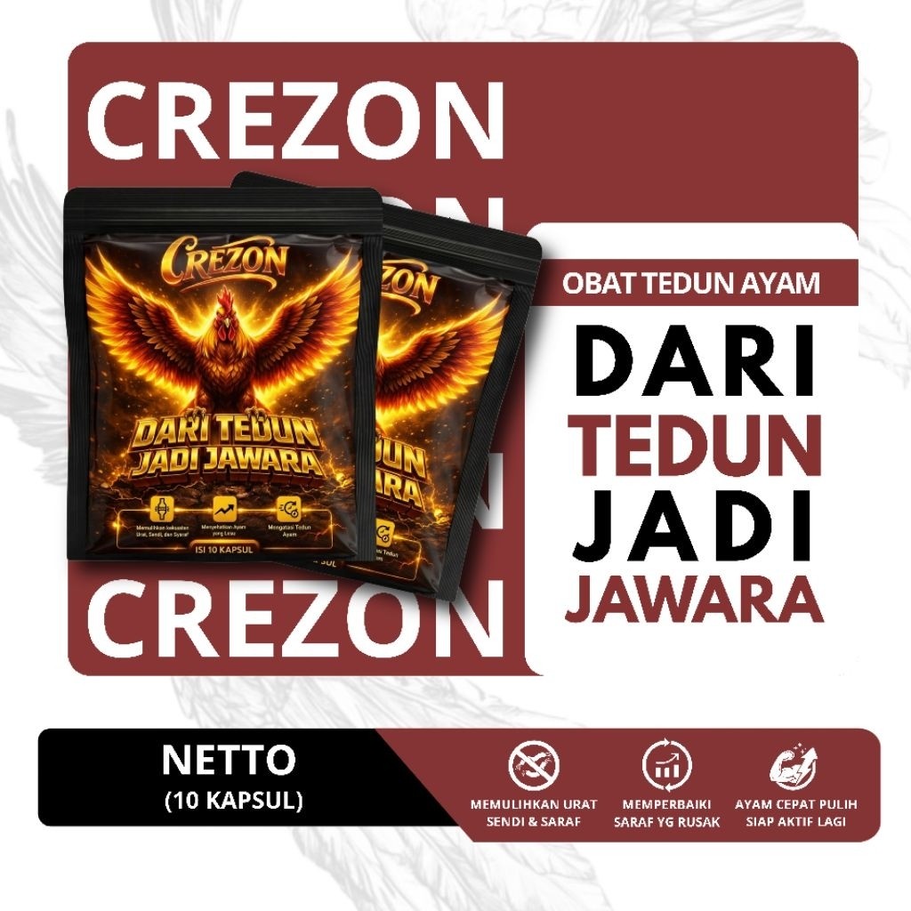 CREZON Kapsul Ayam Tedun - Obat Ayam Lumpuh Saraf Lemah - Atasi Ayam Tedun Turun Urat & Saraf Rusak 