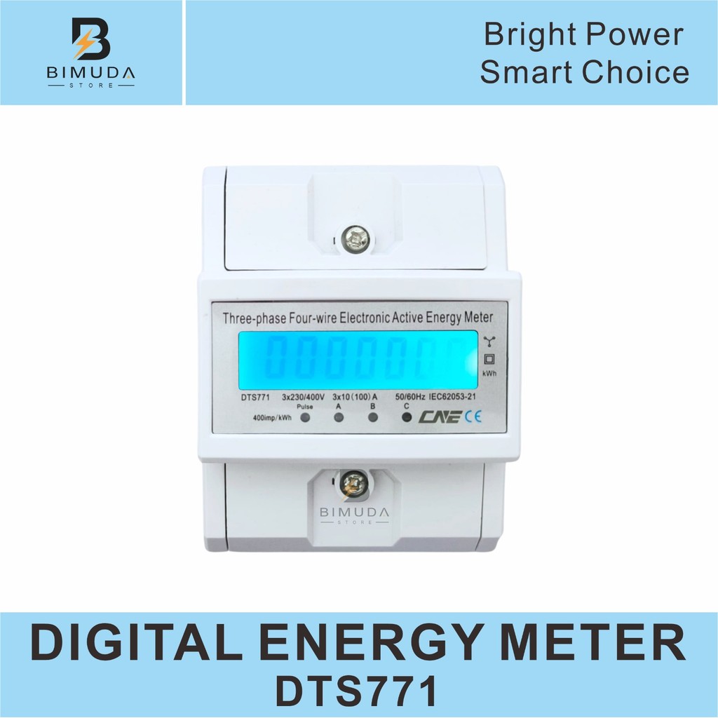 DTS771 KWH METER DIN RAIL 3 PHASE 4 WIRES DIGITAL DISPLAY WATTMETER / METERAN LISTRIK 3 PHASE