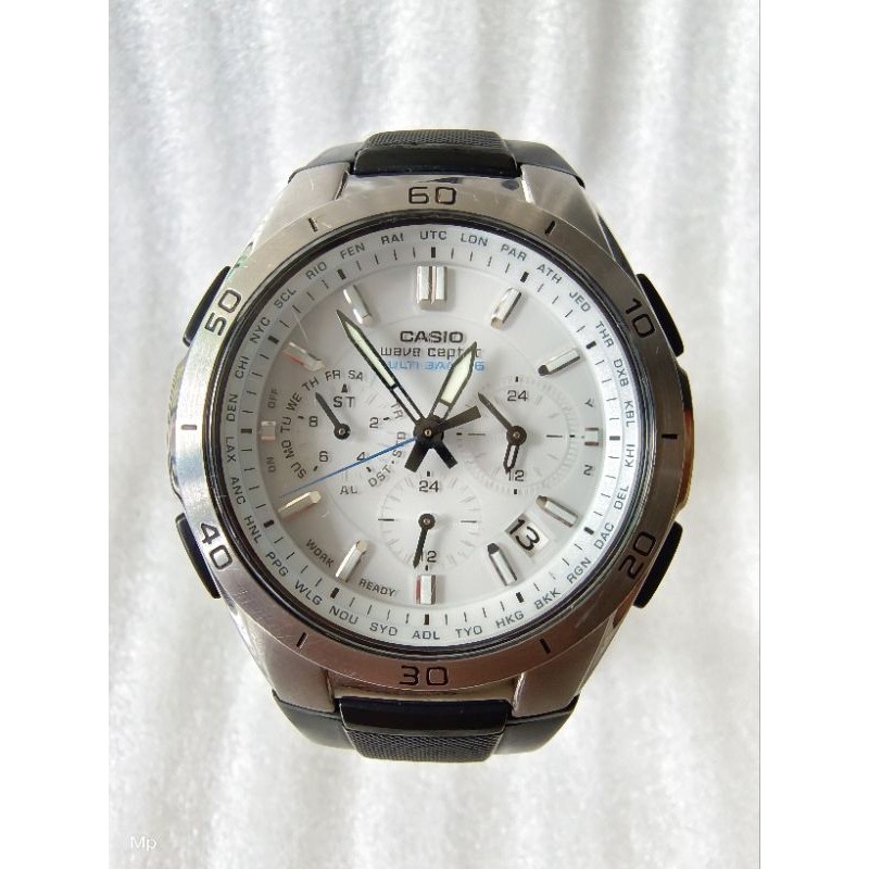 AP Jam Tangan Casio WAVE CEPTOR Waveceptor WVQM410 WVQ-M-410 WVQ M 410 Original Asli Putih TERLARIS