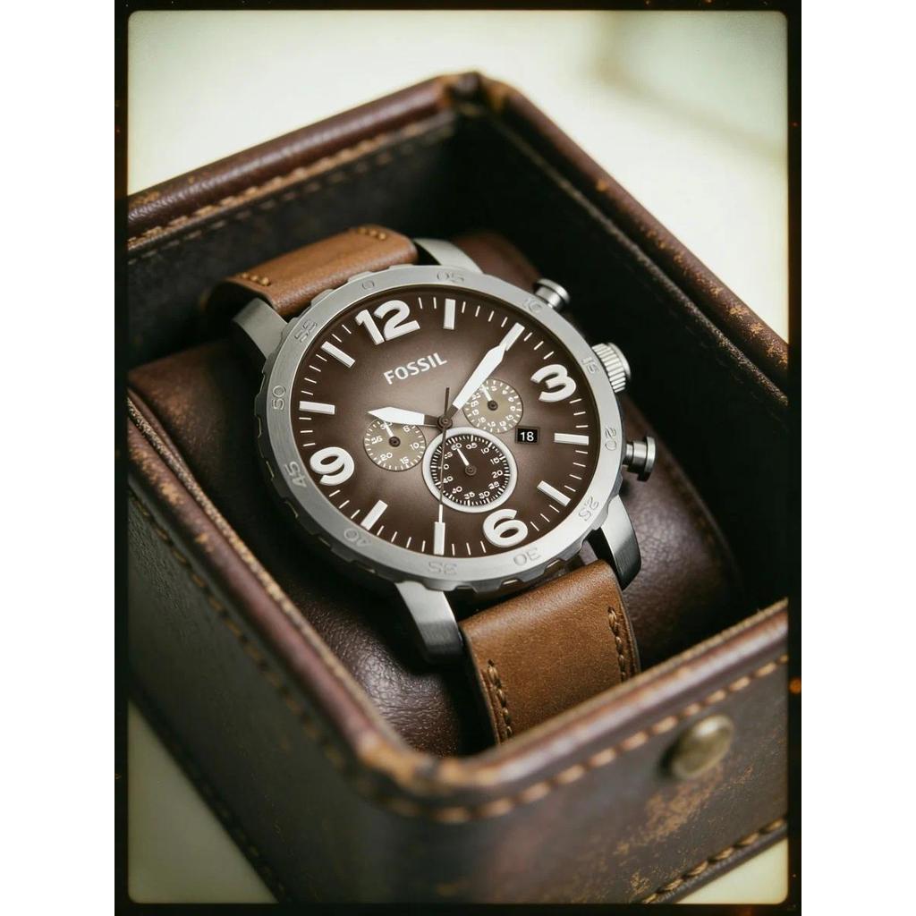 Jam Tangan Pria Fossil Oversized Chronograph Men Watch Smoke Stainless Steel Quartz Male Wristwatche