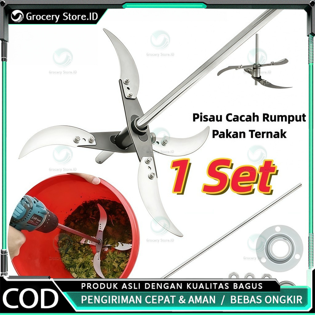 Pisau Pencacah Pakan Ternak Rumput Multifungsi Dengan Pole - Pisau Chopper Cacah Sayuran Pakan Terna