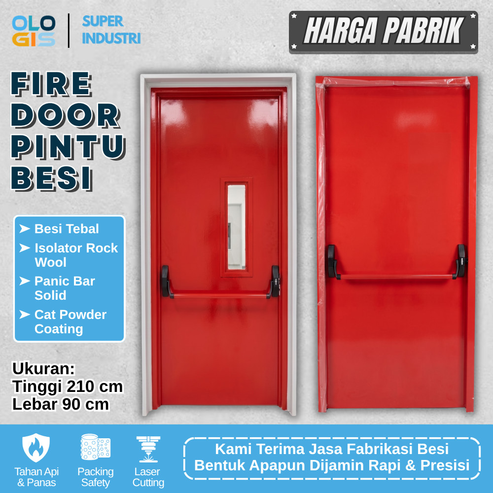 (READY) Pintu Darurat Emergency Exit Fire Door Pintu Besi Baja Tahan Api Panas Mall Gedung Panic Bar