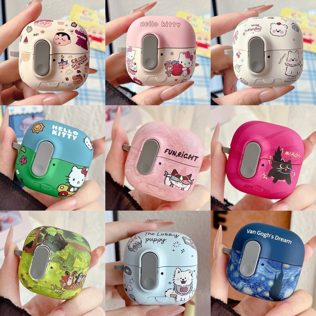 Casing earphone Huawei Freeclip2 otomatis model pop-up kucing kartun lucu, casing earphone Freebuds 