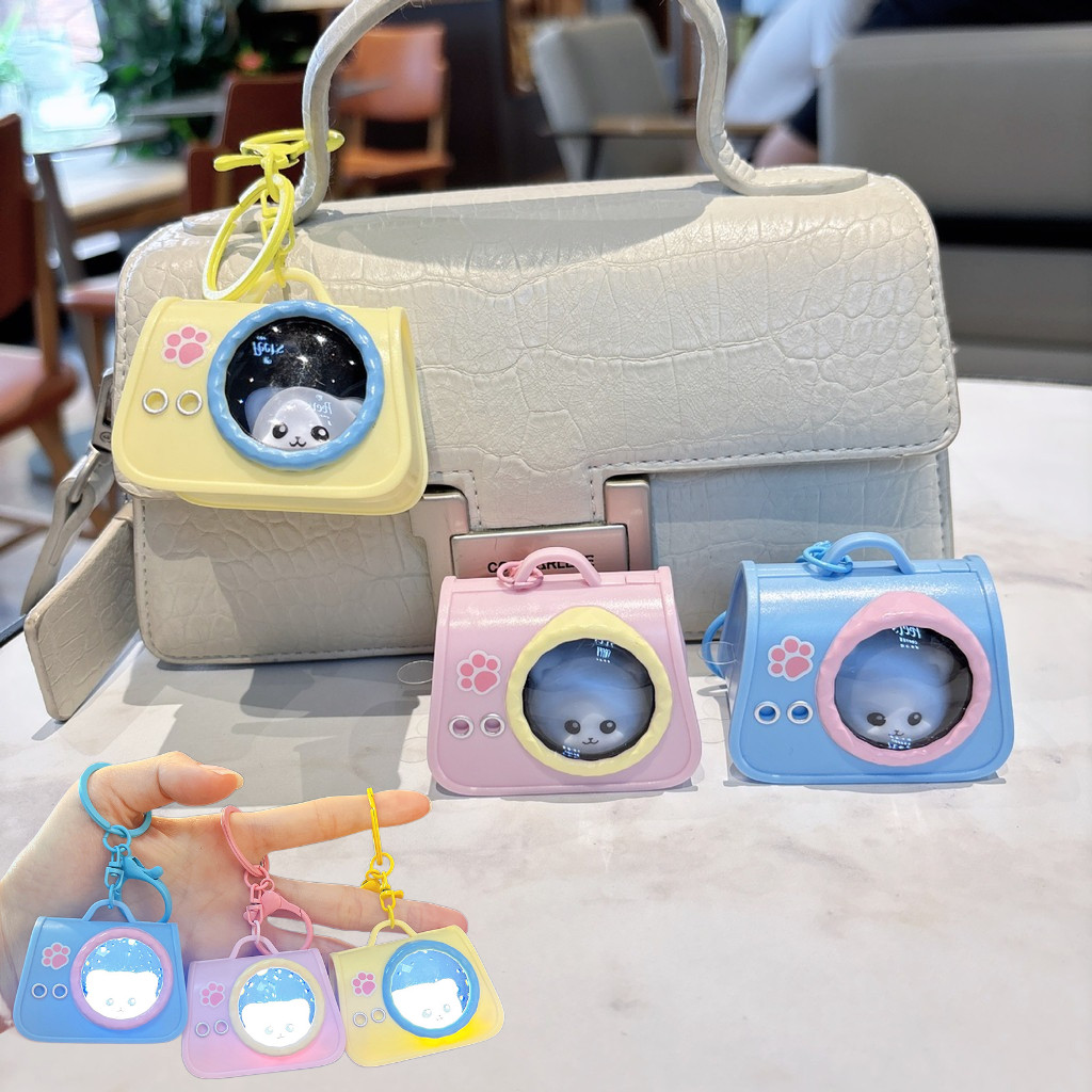 Gantungan Kunci LED Kucing Kapsul Astronot 3D Lampu Tidur Lucu Liontin Tas Mobil Suasana Romantis Ha