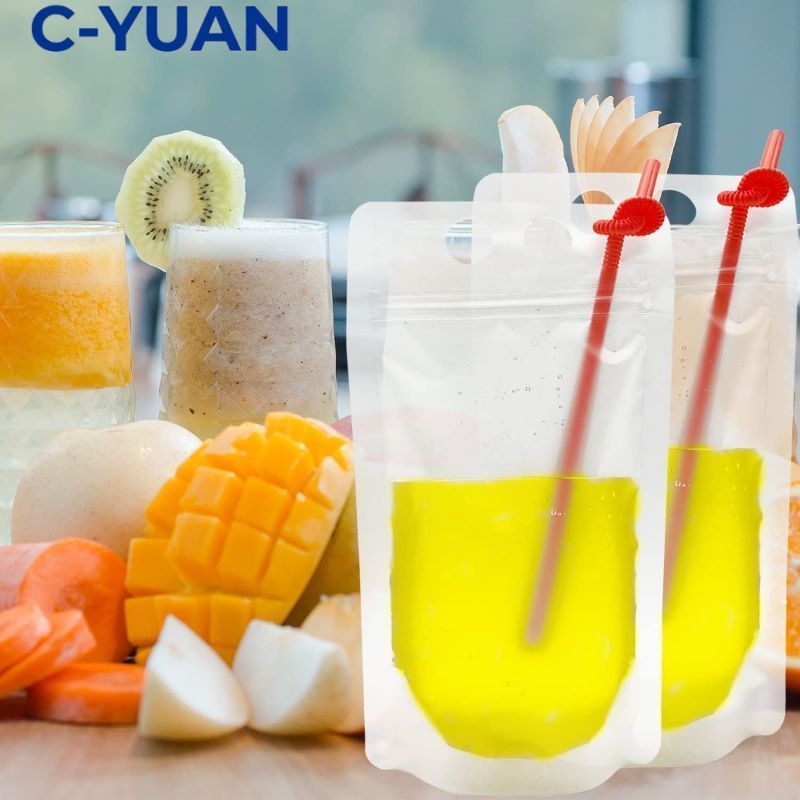 CYUAN 500ml Standing Pouch Minuman 100pcs/Set Kemasan Minuman Kantong Juice Minuman Plastik Jus