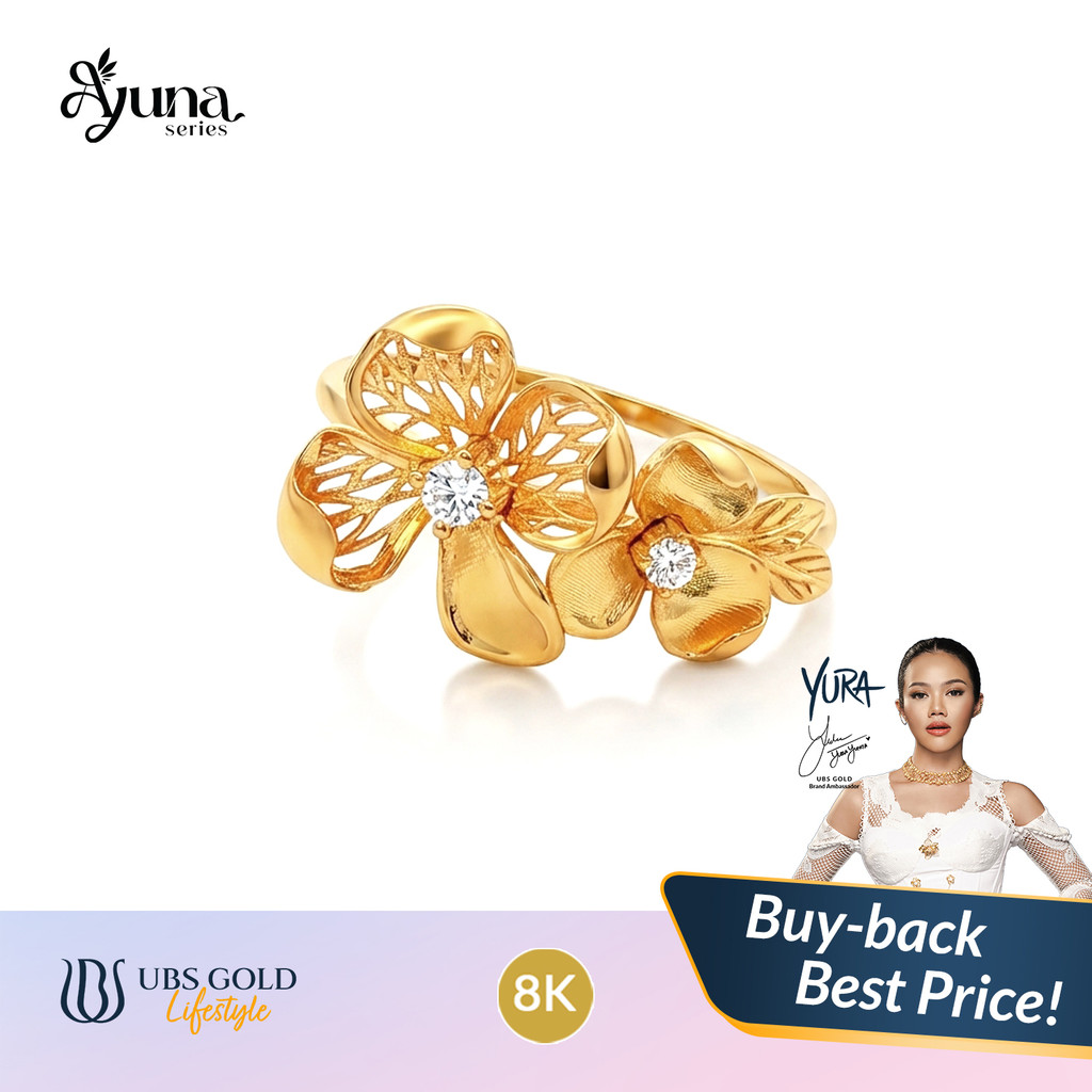 UBS Gold - Cincin Emas Ayuna - 8K - Model Bentuk Bunga - Cdc1043k