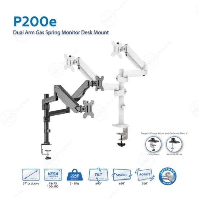 Bracket TV Monitor Gas Spring Oximus P200E Dual Monitor Oximus Dual Arm Gas Spring - Black