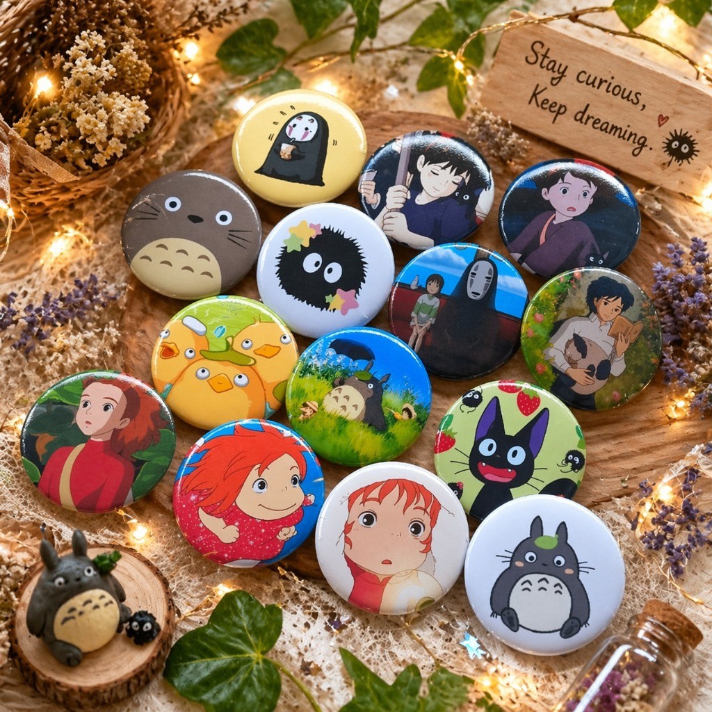 Pin Ghibli 44mm | Pin Studio Ghibli | Bros Ghibli Spirted Away Ponyo Totoro