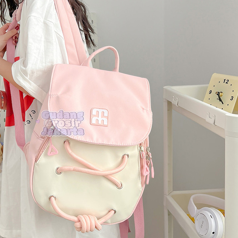 Tas Ransel Sekolah Wanita Y2K Aesthetic Mini Ransel Cewek Imut Gaya Korea Tas Backpack Kecil Cantik