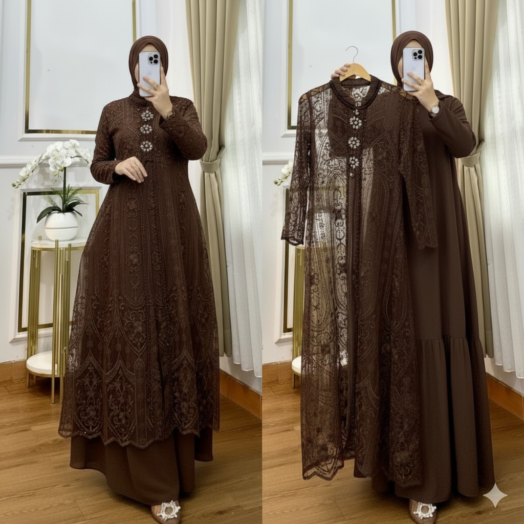 LAKSMI DRESS GAMIS AISYAH CERUTY MIX BRUKAT MEWAH ELLEGANT GAMIS MUSLIM KONDANGAN TERBARU GAMIS KOND