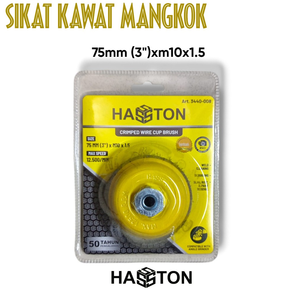 SIKAT KAWAT MANGKOK GERINDA 3 INCH MERK HASTON ORIGINAL 100 %
