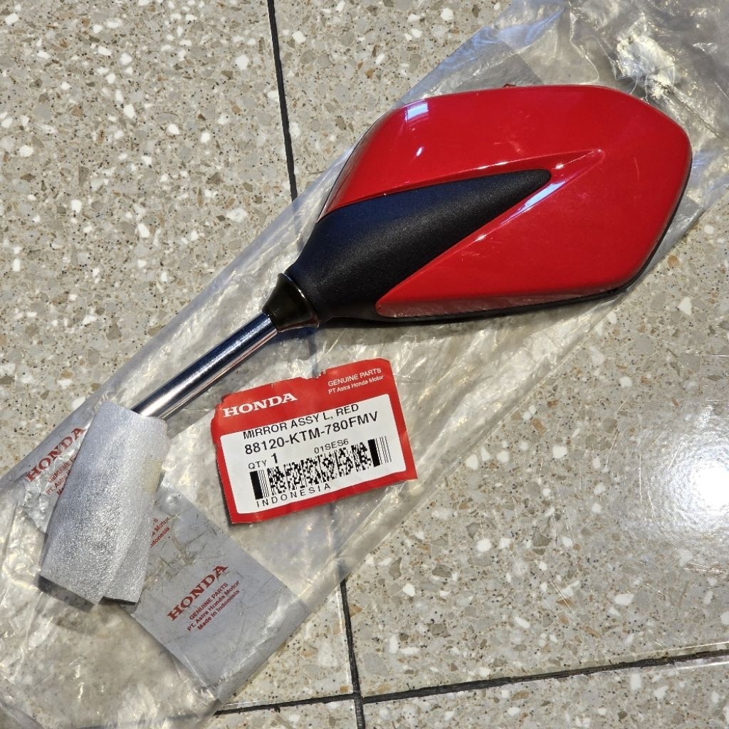 KACA SPION KIRI SUPRA X 125 X125 OLD LAMA BATMAN MERAH TANGKAI KROM ORIGINAL AHM 88120 KTM 780FMV