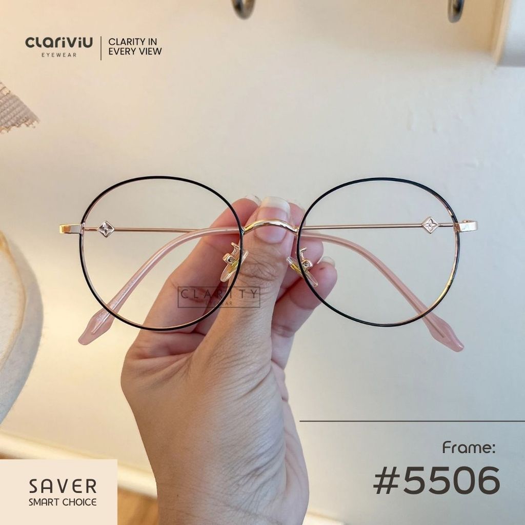 Frame Kacamata #5506 Bulat Metal Pria Wanita Minus Anti Radiasi Keren