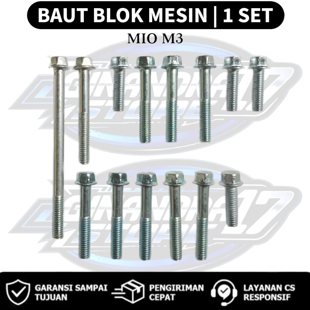 Baut Blok CVT 1 SET Yamaha Mio M3 / Baut CVT 1SET Motor Mio M3 125