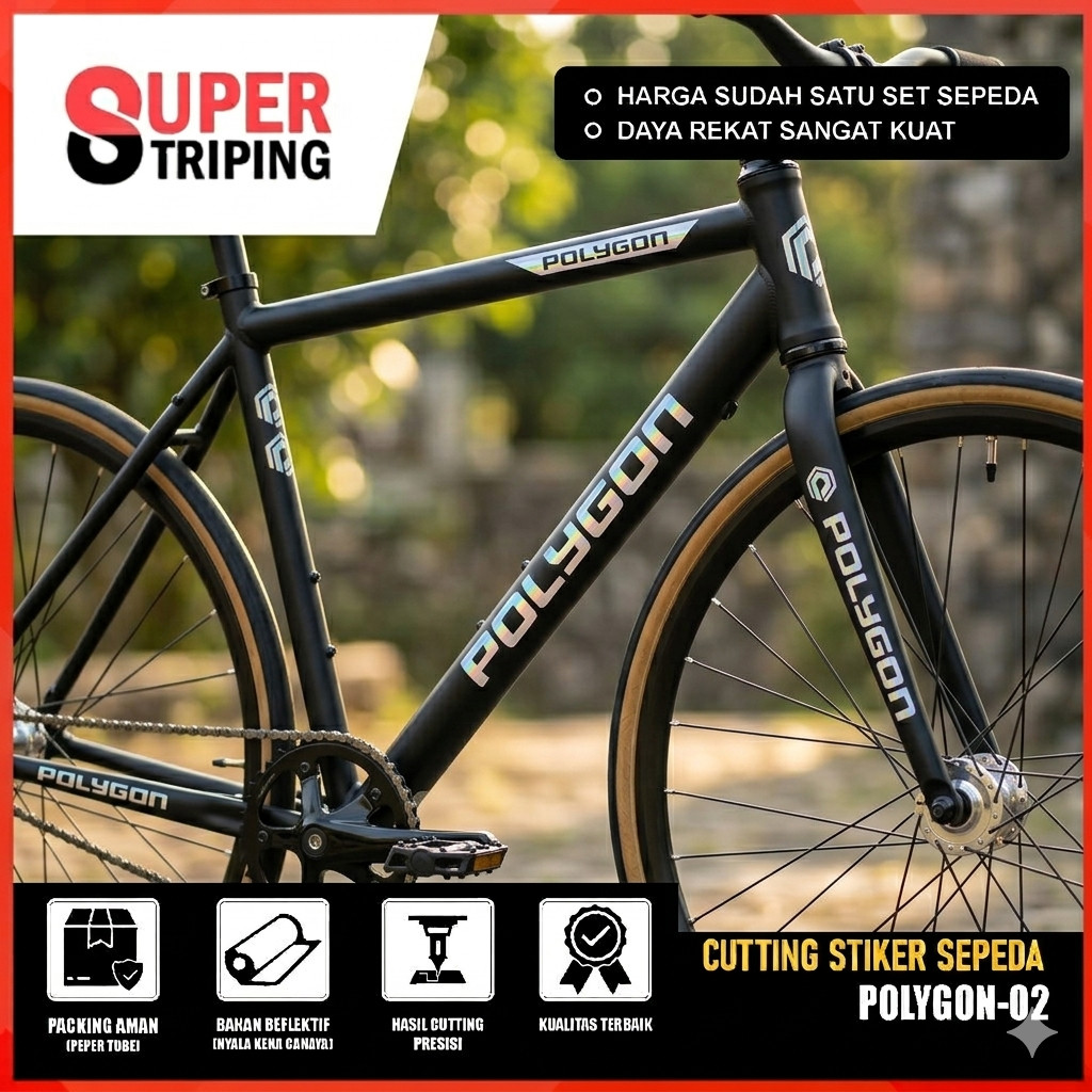 Stiker Sepeda POLYGON MTB Bike | Cutting Sticker | Decal Aksesoris Sepeda Set 02