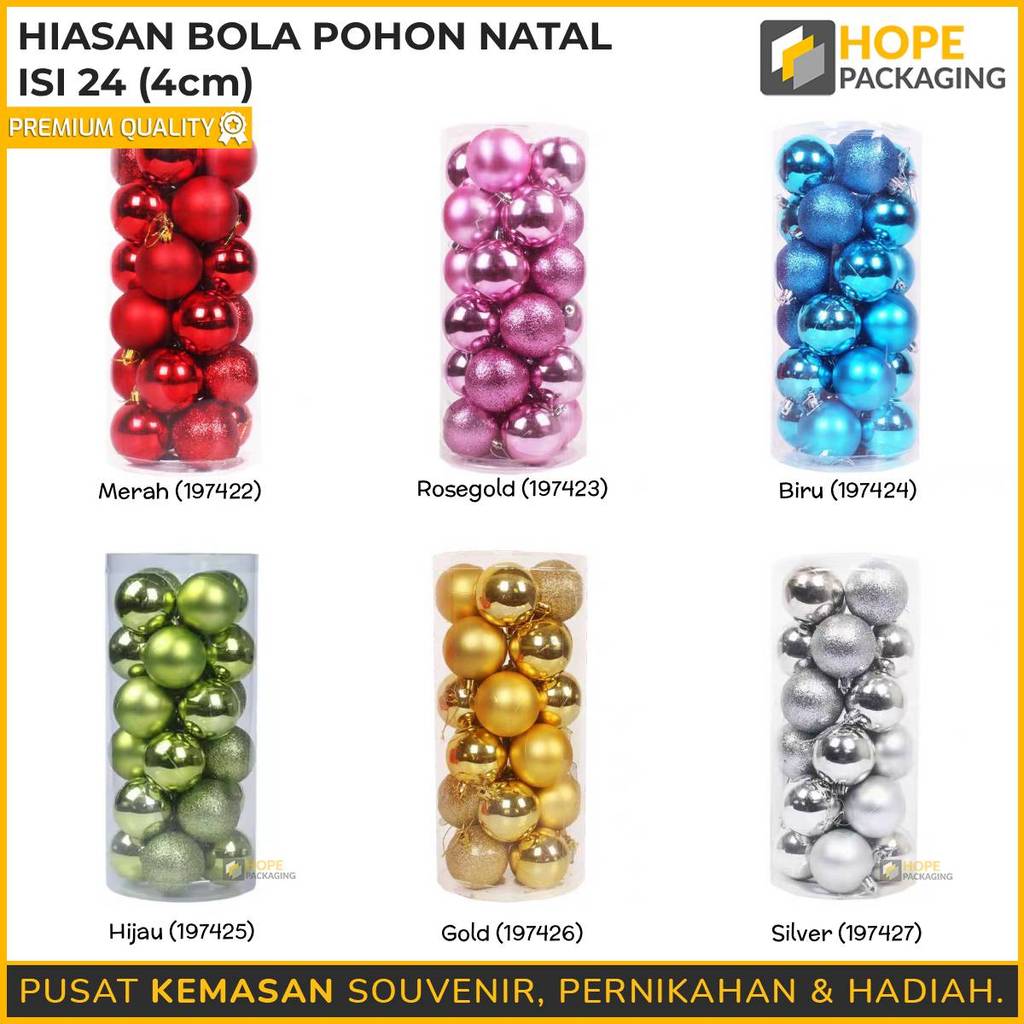 HOPE Hiasan Bola Pohon Natal / Dekorasi Pohon Natal / Hiasan Natal / Dekorasi / Hiasan Souvenir Bola