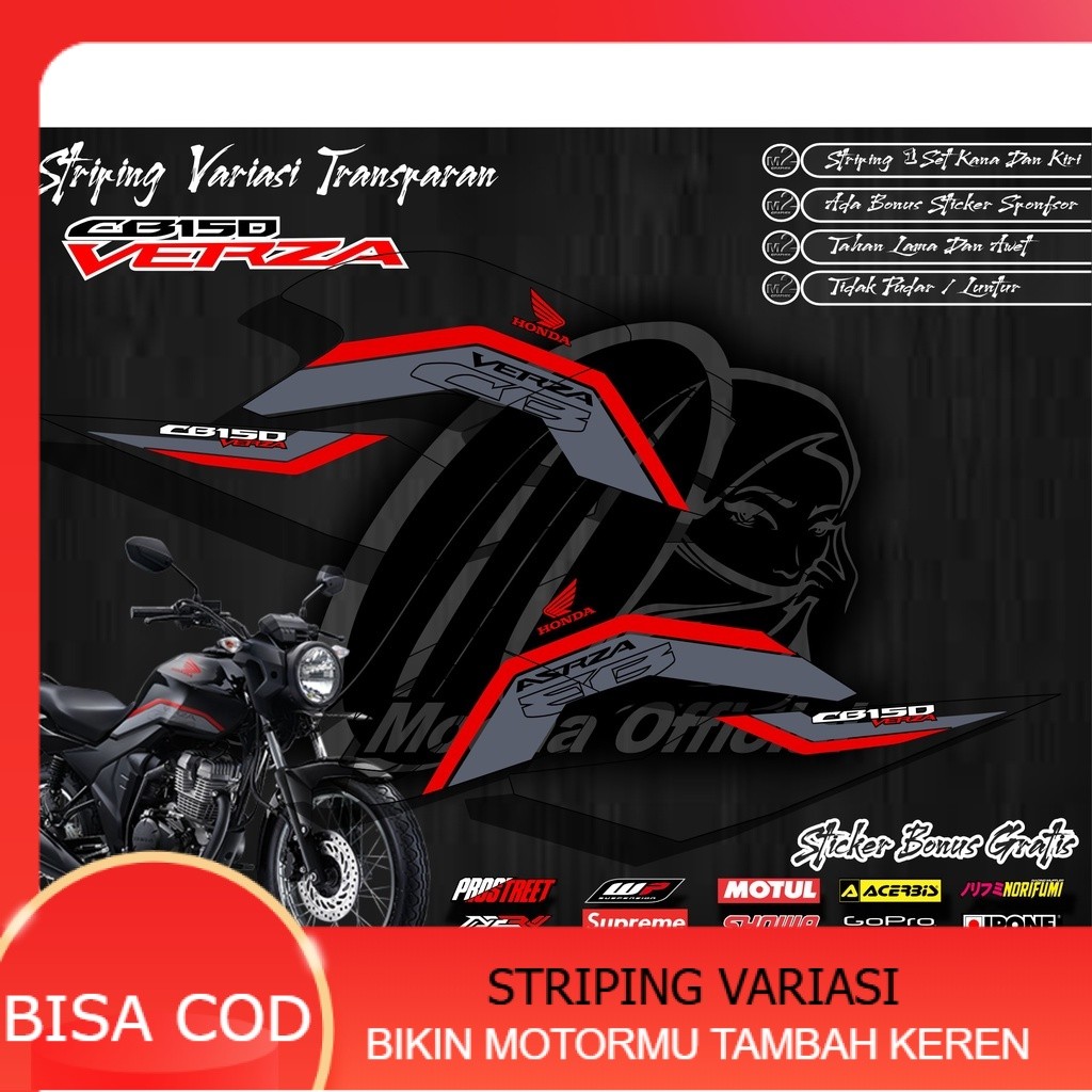 0502 Striping List Variasi CB 150 VERZA Transparan Terbaru / Sticker Striping Variasi CB150 VERZA Te