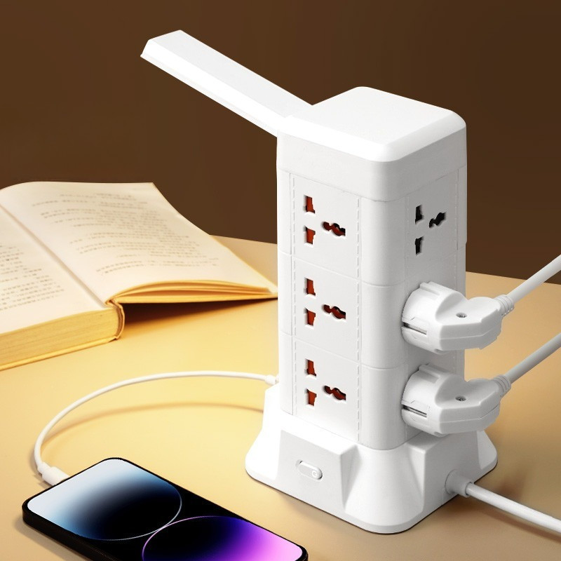 Stop Kontak 6 Lubang Charger Nirkabel Lengkap Stop Kontak Tower Stabilizer Untuk Kamar & Kantor