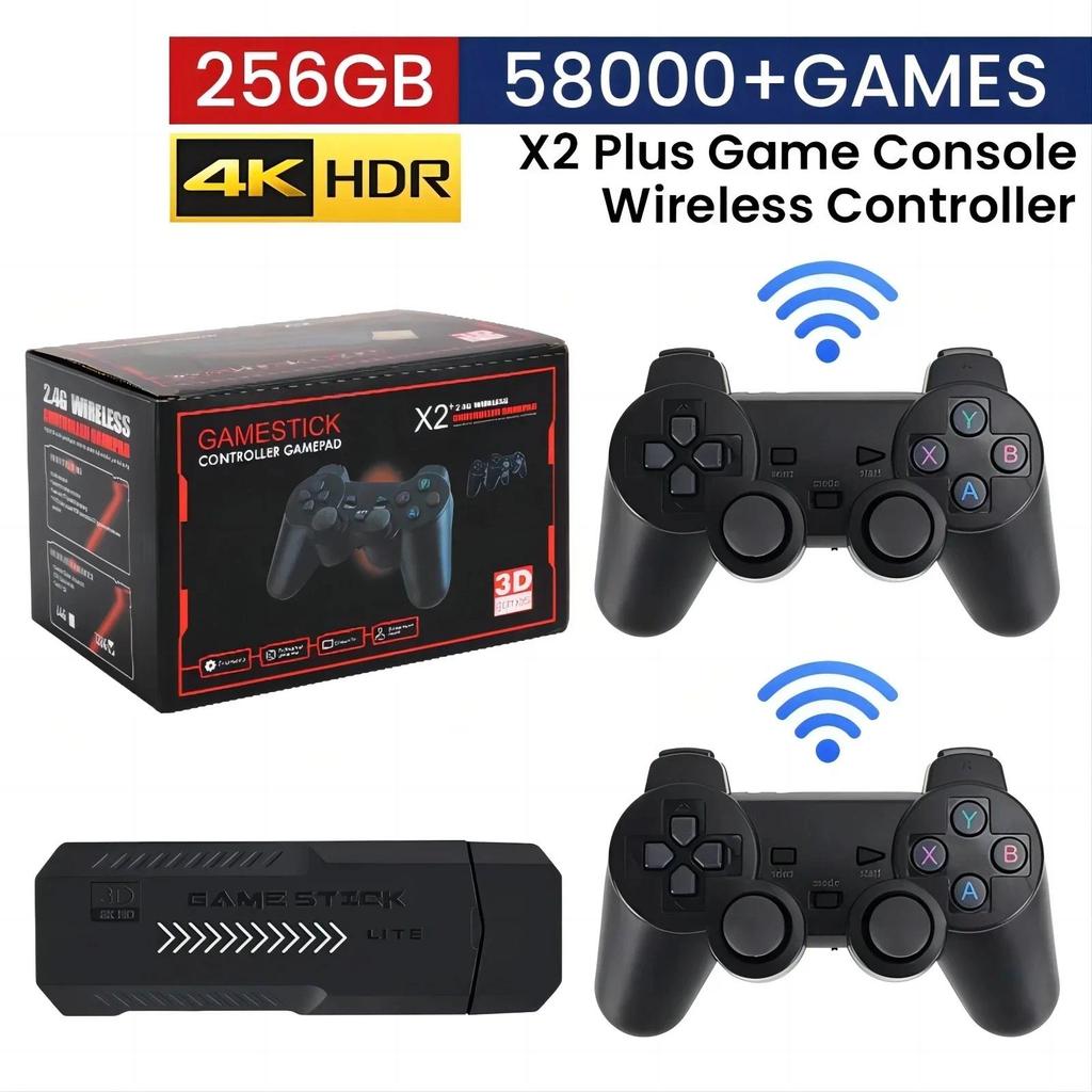 Rechargeable X2 Plus 4K Gamestick Retro Video Game Console 2.4G Wireless Controller HD EmuELEC4.3 Sy