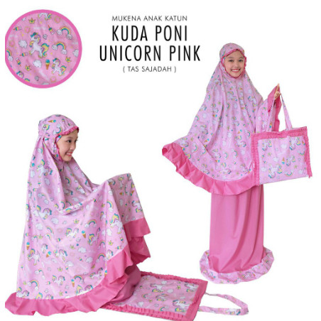 MUKENA ANAK PINK UNICRON/BELI MUKENA ANAK PINK UNICORN/MUKENA ANAK PINK TAS+SAJADAH | mukena anak ba