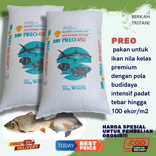 MS PREO 450 (10 kg) Pakan Ikan Pelet Ikan Air Tawar Bandeng