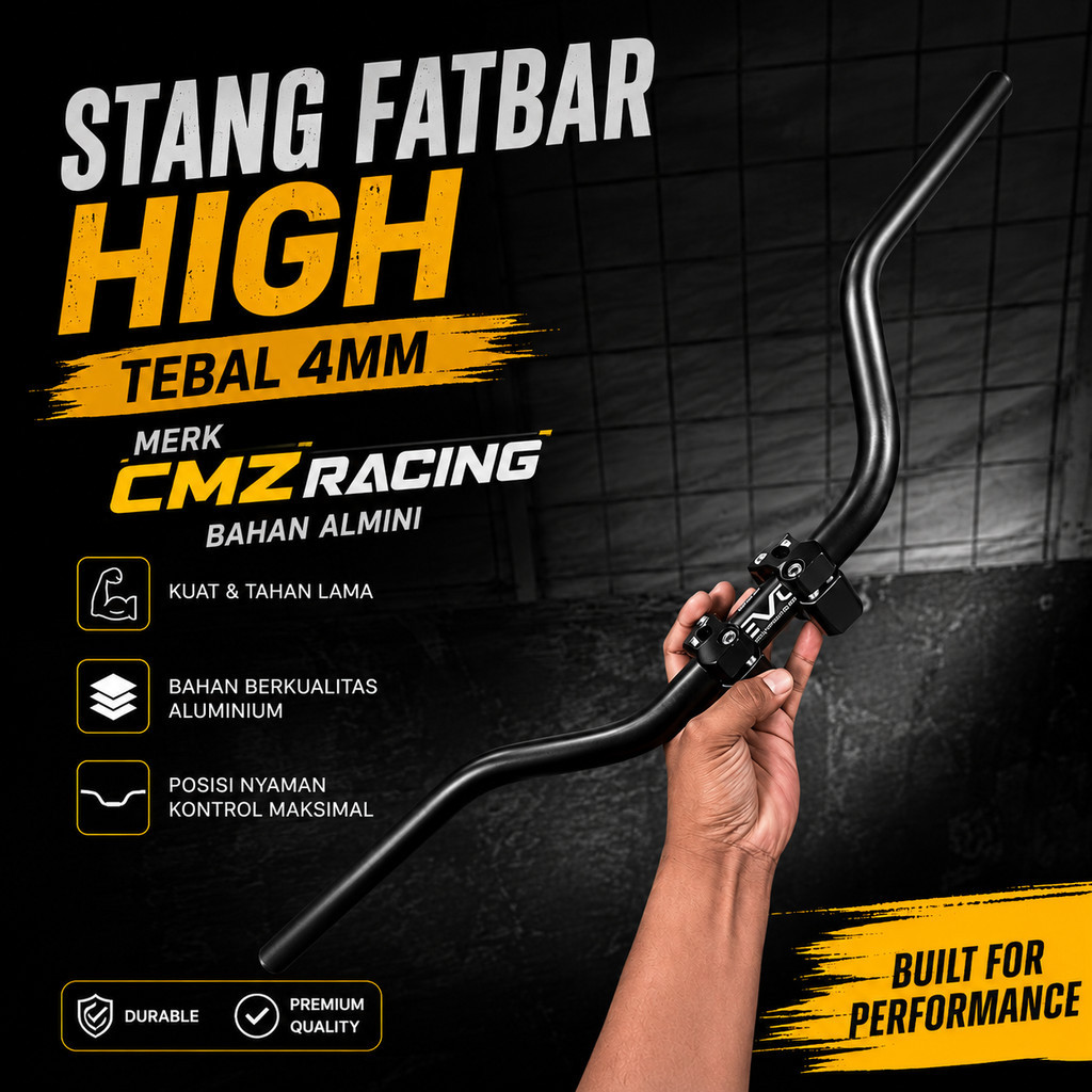 stang Fatbar PROTAPER high + raiser stir almini 4mm universal motor Black edition CMZ RACING