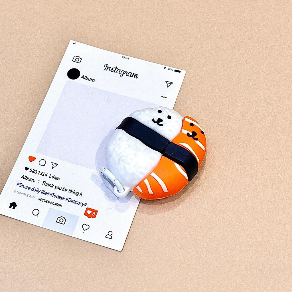Casing earphone AirPods Pro 3 berbentuk salmon lucu yang memeluk beruang yang merendahkan diri sendi
