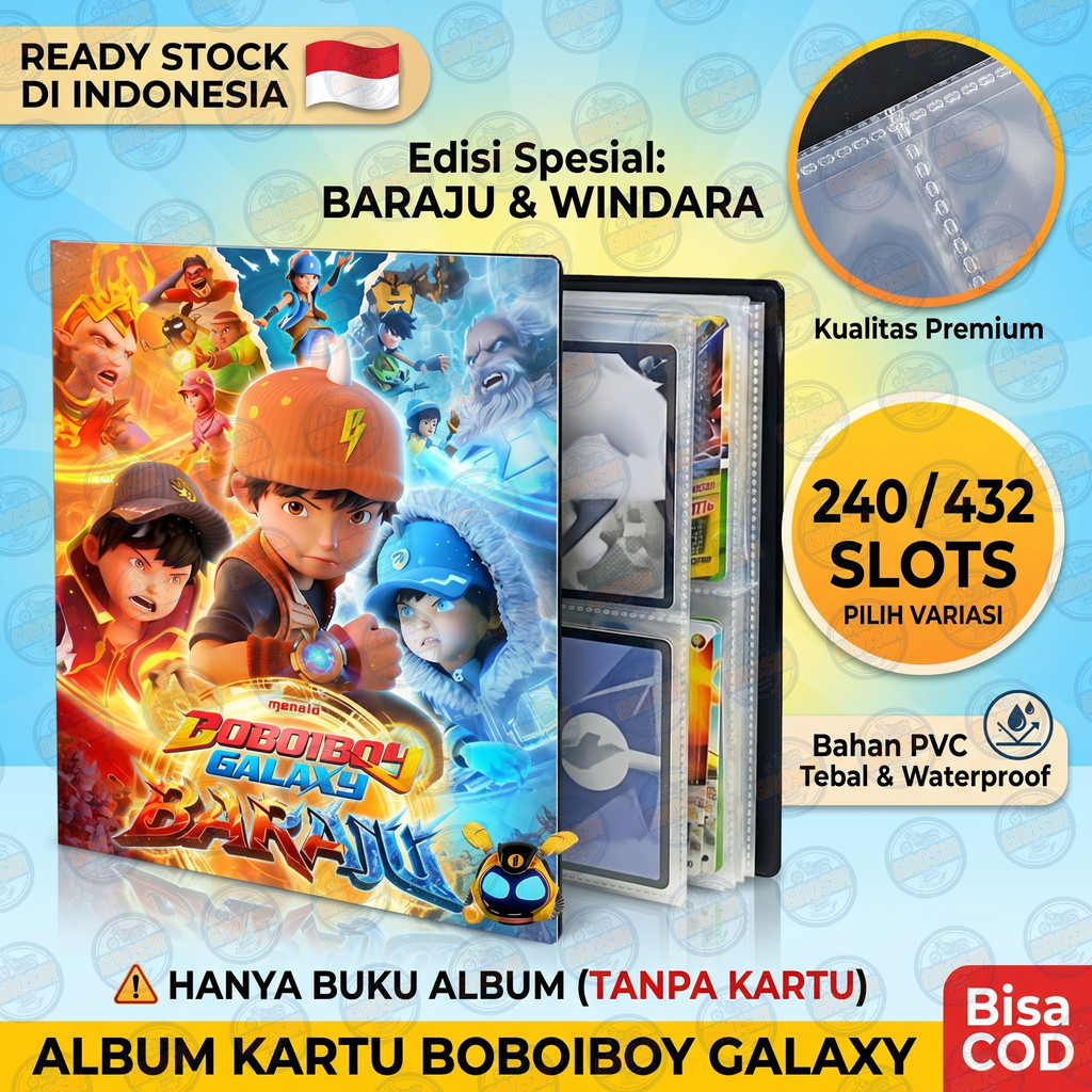 ALBUM KARTU BOBOIBOY GALAXY BARAJU & WINDARA - BINDER KOLEKSI KARTU MONSTA 240/432 SLOTS PREMIUM WAT