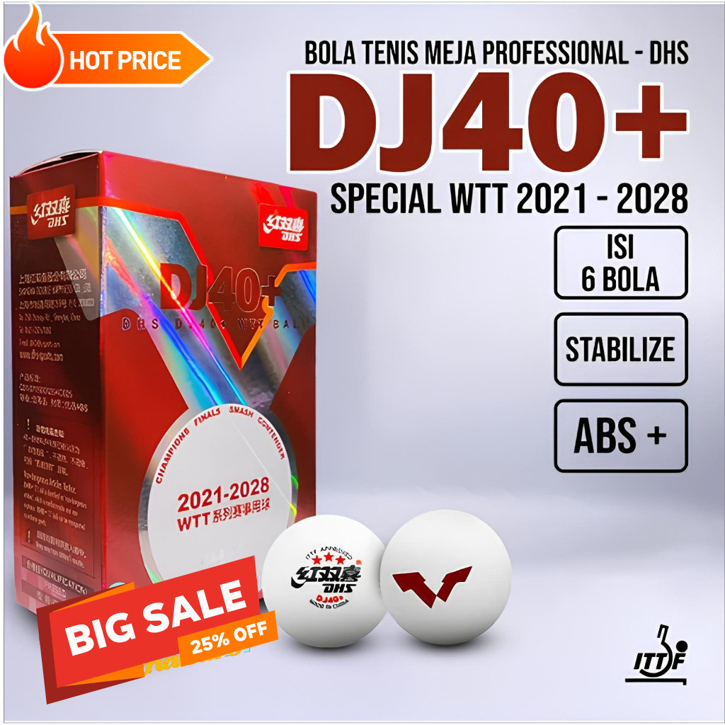 Bola DHS WTT DJ40+ Tenis Meja Bintang 3