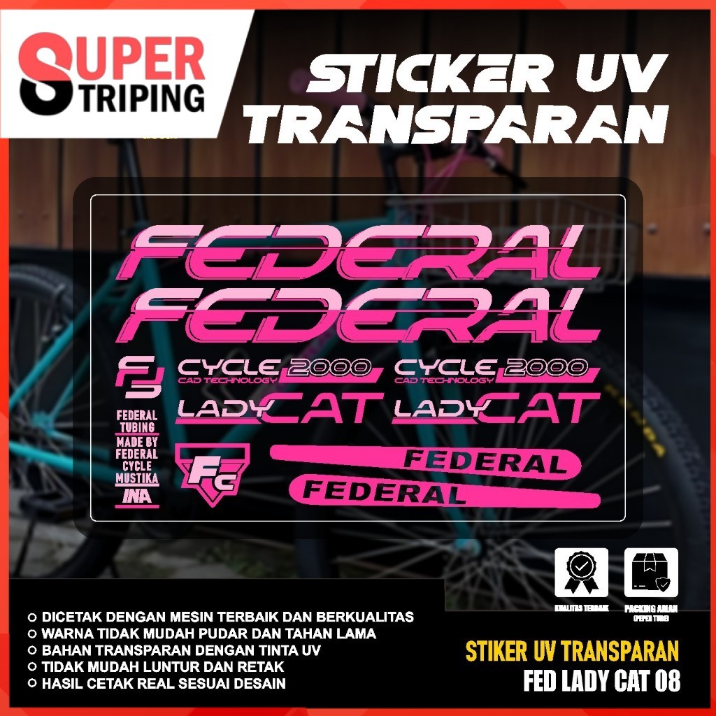 Stiker Sepeda FEDERAL UV TRANSPARAN LADY CAT Stiker Sepeda Kalcer SET 08 Decal