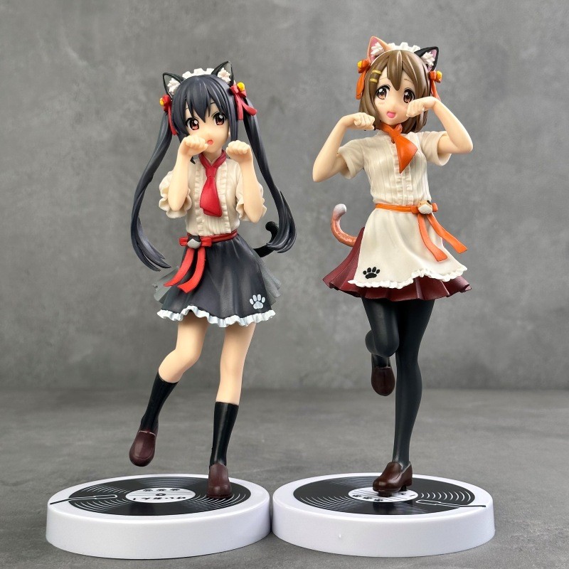 K-On Cat-Themed Azusa Nakano & Yui Hirasawa Cute Anime Girl Figure Model Ornaments Toy Wholesale