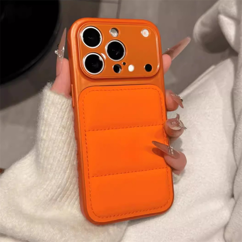 Official Autumn Winter Orange Down Jacket Phone Case Suitable for Iphone 17 Air 16 15 14 13 Pro Max 