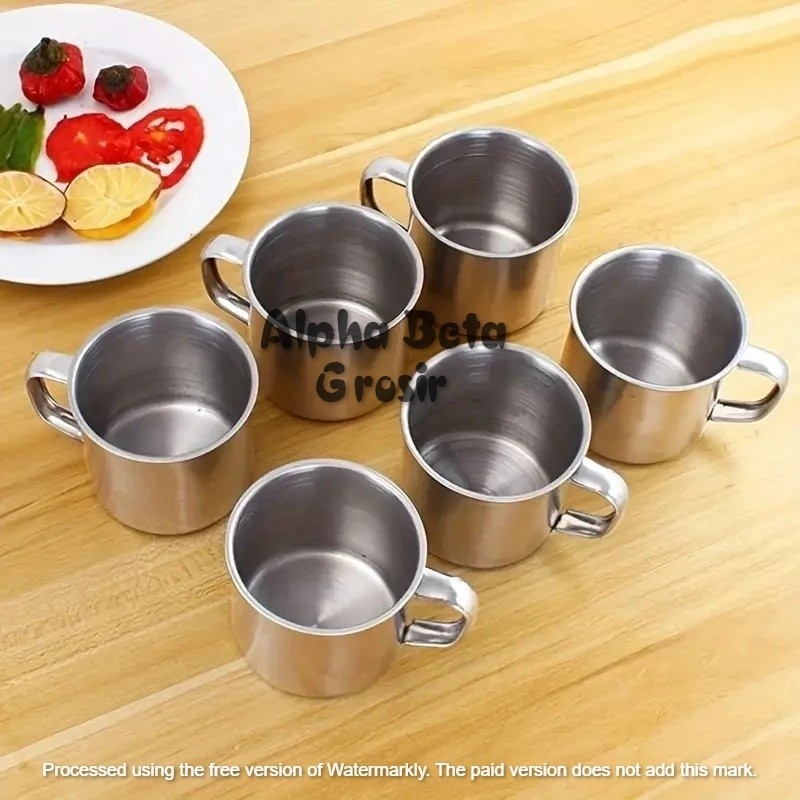 MUG GELAS KOPI MURAH / MUG GELAS KOPI STAINLESS / CANGKIR KOPI STAINLESS RJ